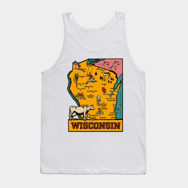 Vintage Style Wisconsin Outline Tank Top by zsonn